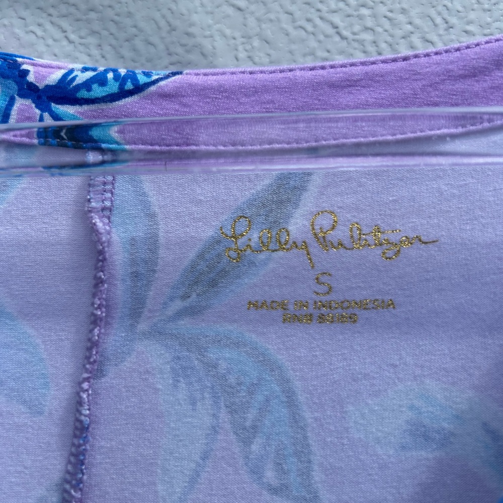 Lilly Pulitzer Dress Sz S Sophiletta SPF 50+ Pink Lavender Printed V-neck Resort - Picture 5 of 12